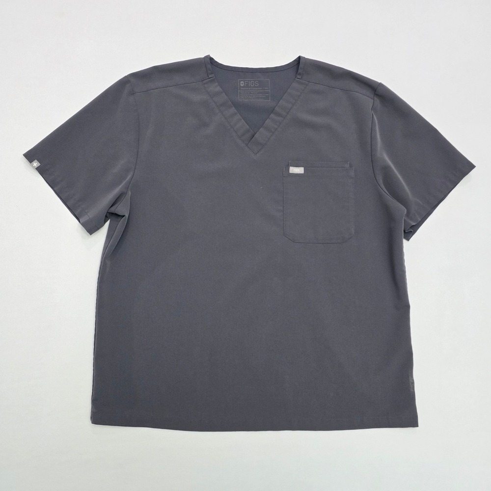 Figs Leon V-Neck Scrub Top XXL Charcoal Gray Technical Collection FM1500 Mens
